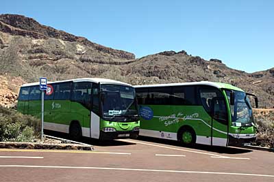 TITSA-Busse in der Warteschleife am Parador de Tenerife