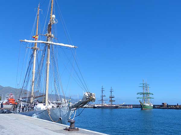 3 Großsegler im Hafen Santa Cruz de Tenerife / Teneriffa