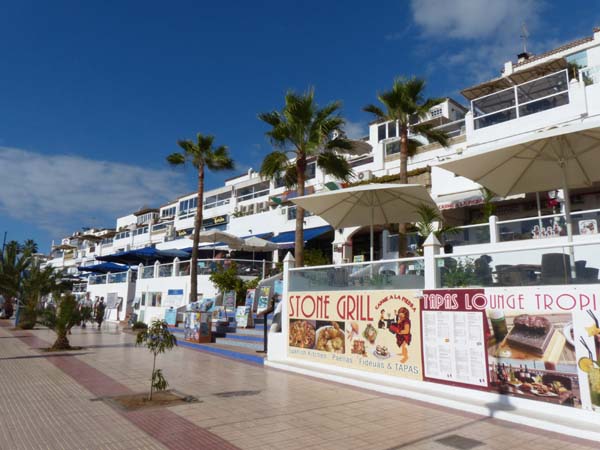 Restaurants an der Playa de las Vistas in Los Cristianos - Teneriffa